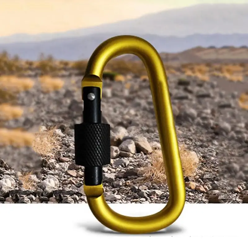 

Mini 8th D-type Matt Two-color Carabiner Safety Outdoor Pendant Aluminum Alloy Thread With Lock Hook Outdoor Climbing