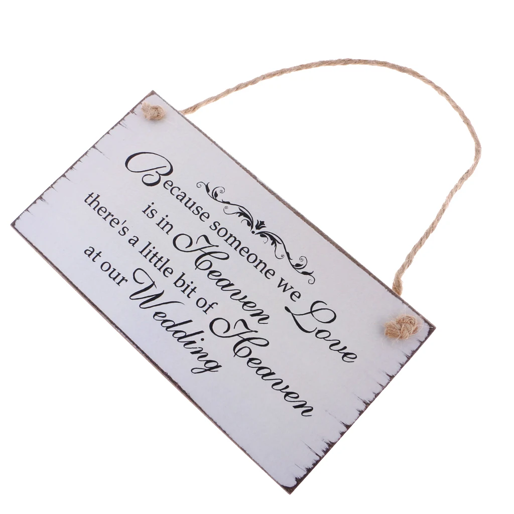 Colgante placa de madera signo conmemorativo boda tablero de compromiso boda accesorio decoración porque alguien que amo está en el cielo