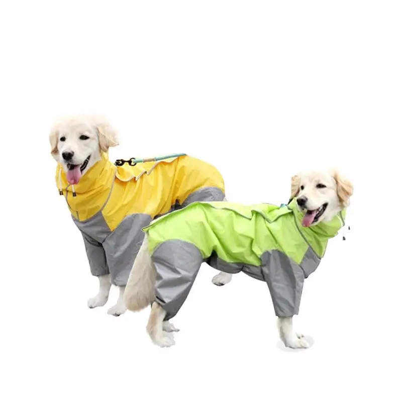 

Pet Raincoat Waterproof Four-legged Hooded Overalls Thickened Tear Resistant Poncho For Medium Large Dogs Raincoat