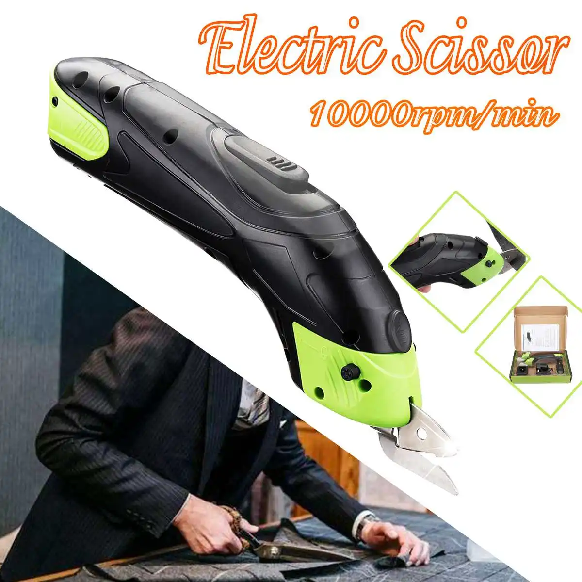 

Doersupp Multipurpose 3.6V Cordless Electric Scissor Chargeable Fabric Sewing Scissors For Cloth Handheld With 2 Lithium Battery