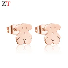 

ZT earrings for women silver bear jewelry earrings rose gold bts Korean jewelry wholesale stainless steel stud earings hot sale