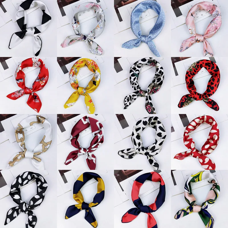 Small Square Wristband 50cm Retro Fashion Wild Hair Band 1pc New Career Satin Women Silk Feel Head Scarves Neck Tie Elegant
