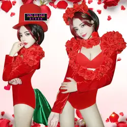 Любовник V бар DJ служить шоу DS новый шаблон сексуальные бальные певица костюм Pole Dance Джаз цветок украшения китайский рынок онлайн