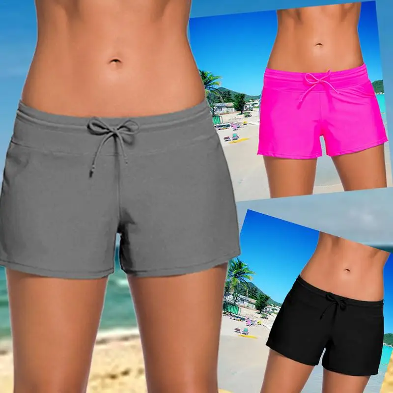 

3 Colors Summer Beach Swimwear Trunks Yoga Shorts Women High Waist Workout Swimsuit Shorts Bottom Boardshort