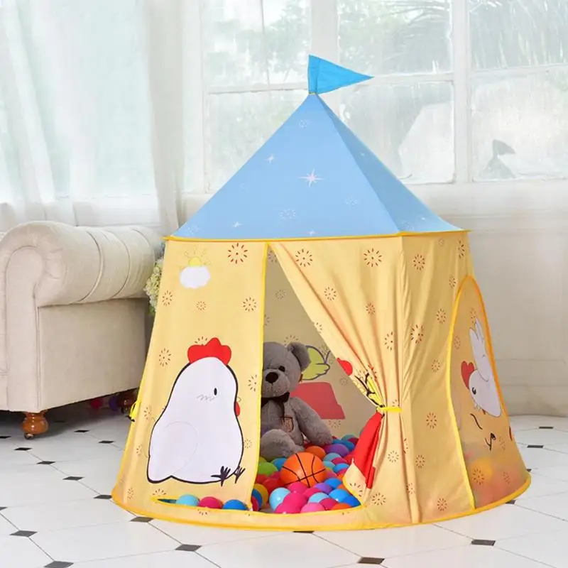 

Portable Cartoon Chicken Kids Hang Flag Tent Princess Castle Baby Children Indoor Outdoor Play Game House Gift Room Play Toy
