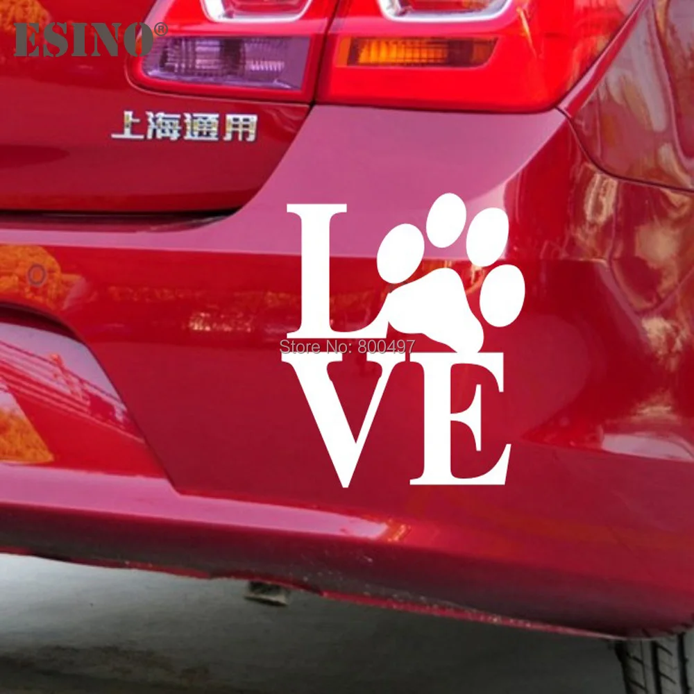 10 x Funny Creative Cartoon Car Styling Love with Animal Footprint Car Sticker on Car Bumper Body and Window Decal Pattern Vinyl
