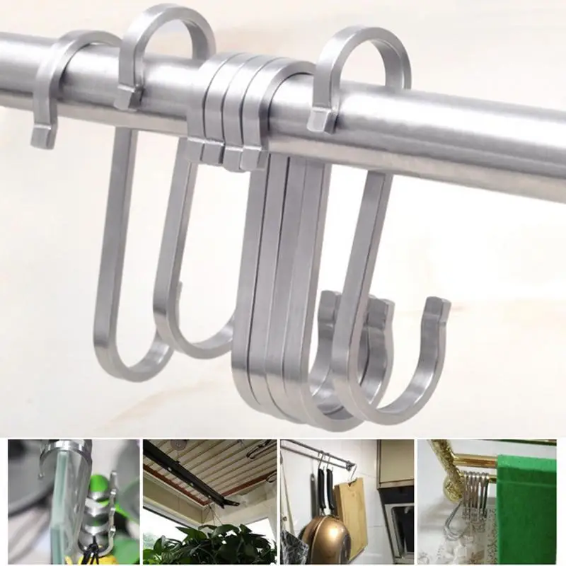

10PCS Stainless Steel Hooks Hanger Bayonet Anti-drop Thick S-Shape Hook Decorative Ornaments Hanging Accessories