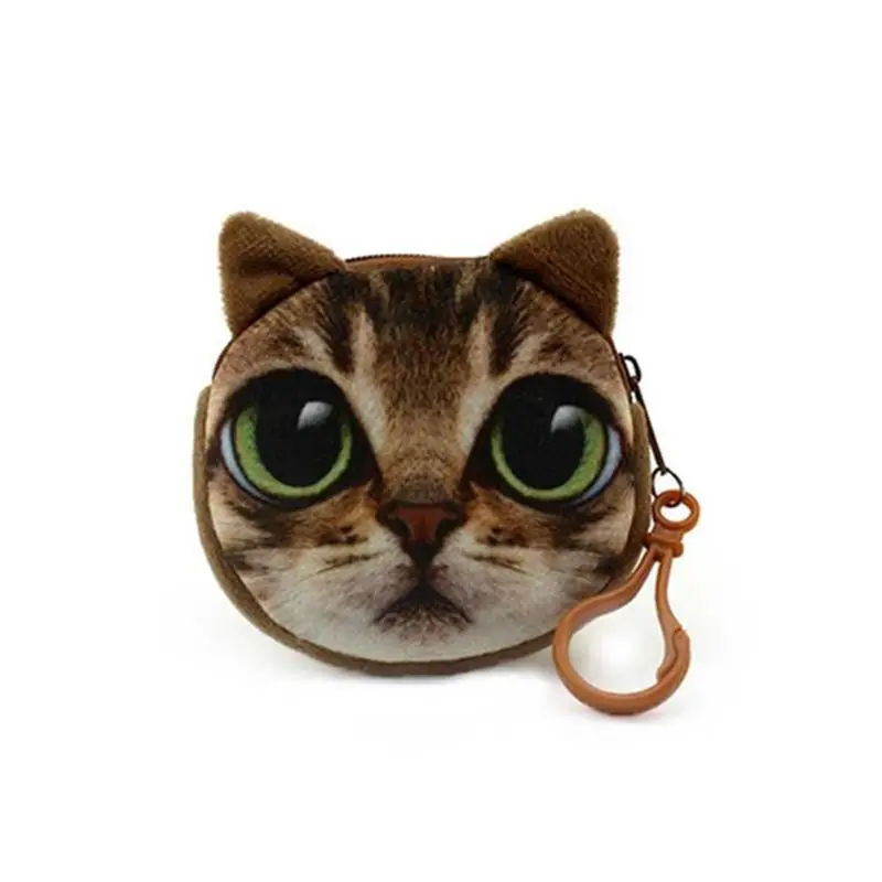 

Bageek Soft Cute Cartoon Cat Shape Coin Purse Creative Cute 3D Cat Dog Shape Plush Coin Bag Coin Pouch For Women Kids Men