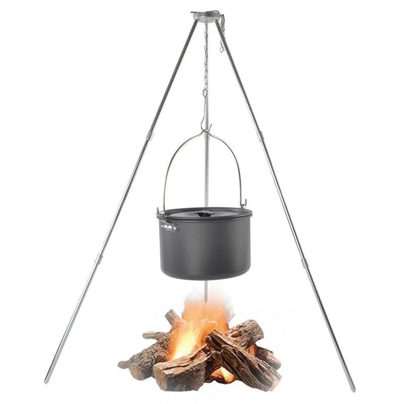 1set Outdoor Barbecue Grill Triangle Stand Rack for Camping Picnic