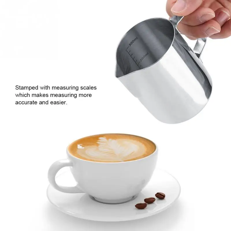 Stainless Steel Frothing Pitcher Pull Flower Cup Mug with Measurement