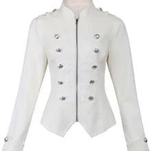 Stretch slim solid Abrigos Mujer vintage chaqueta tops con adornos y botones cremallera frontal militar steampunk party club chaqueta gótica Tops