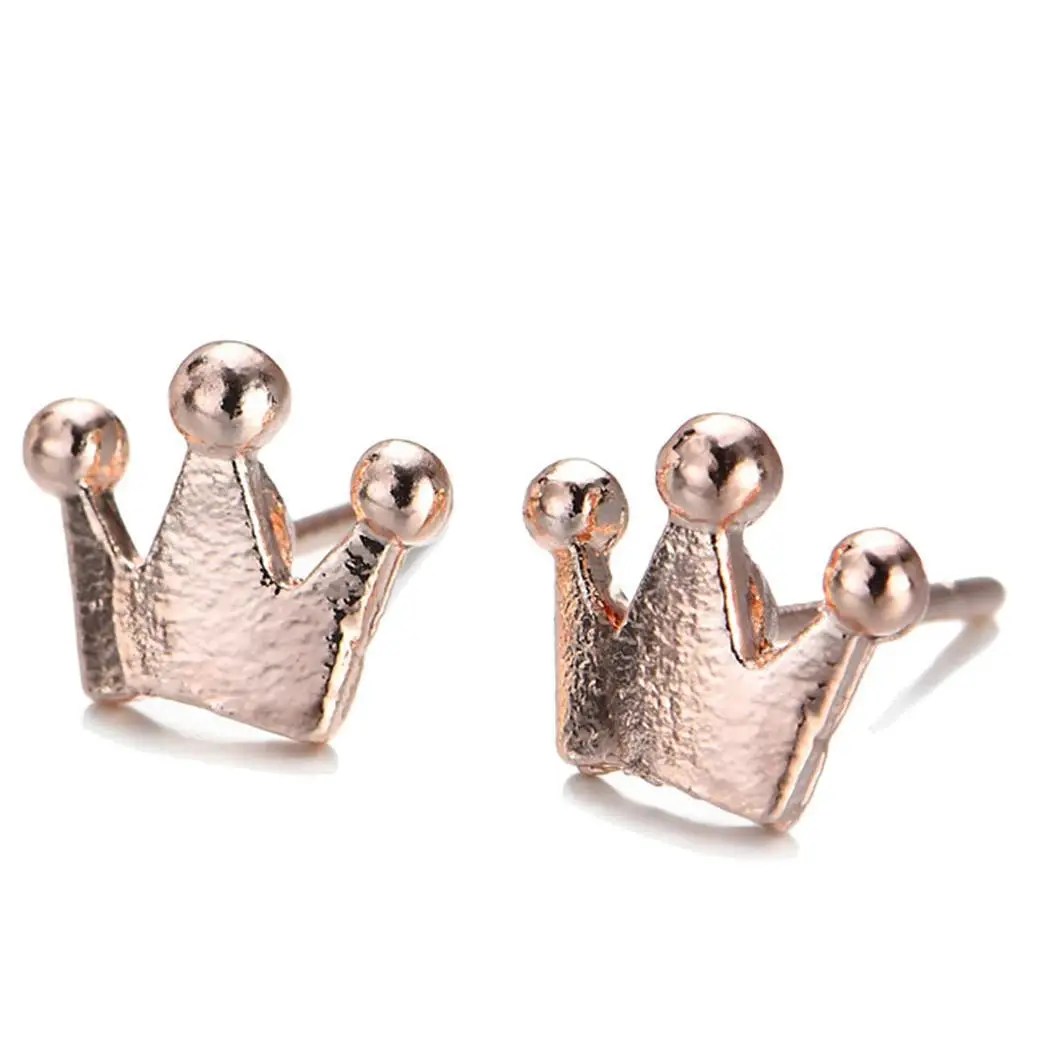 Женские маленькие серьги в форме короны 1 г Модные Серебряные стильные | Серьги-гвоздики -32953240621
