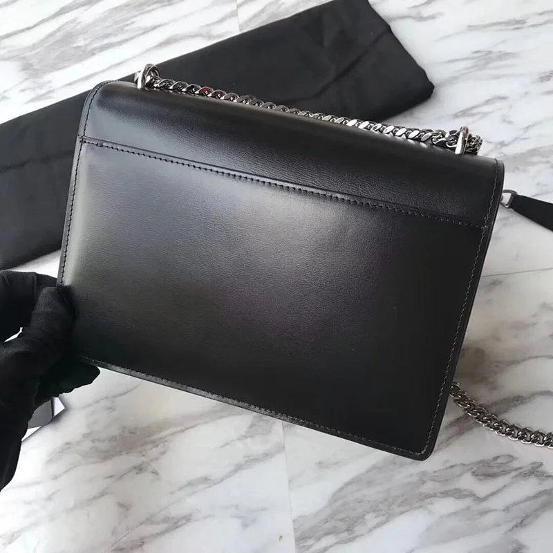 

luxury sunset bag calfskin real leather handbags designer women High quality feminina messenger bags brand flap chain bags