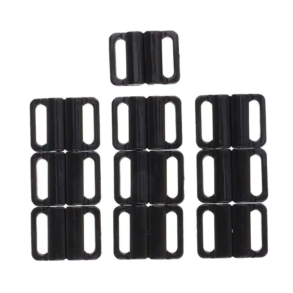 10 pares sujetador clip plástico bikini moda hebilla de cinturón cierre negro