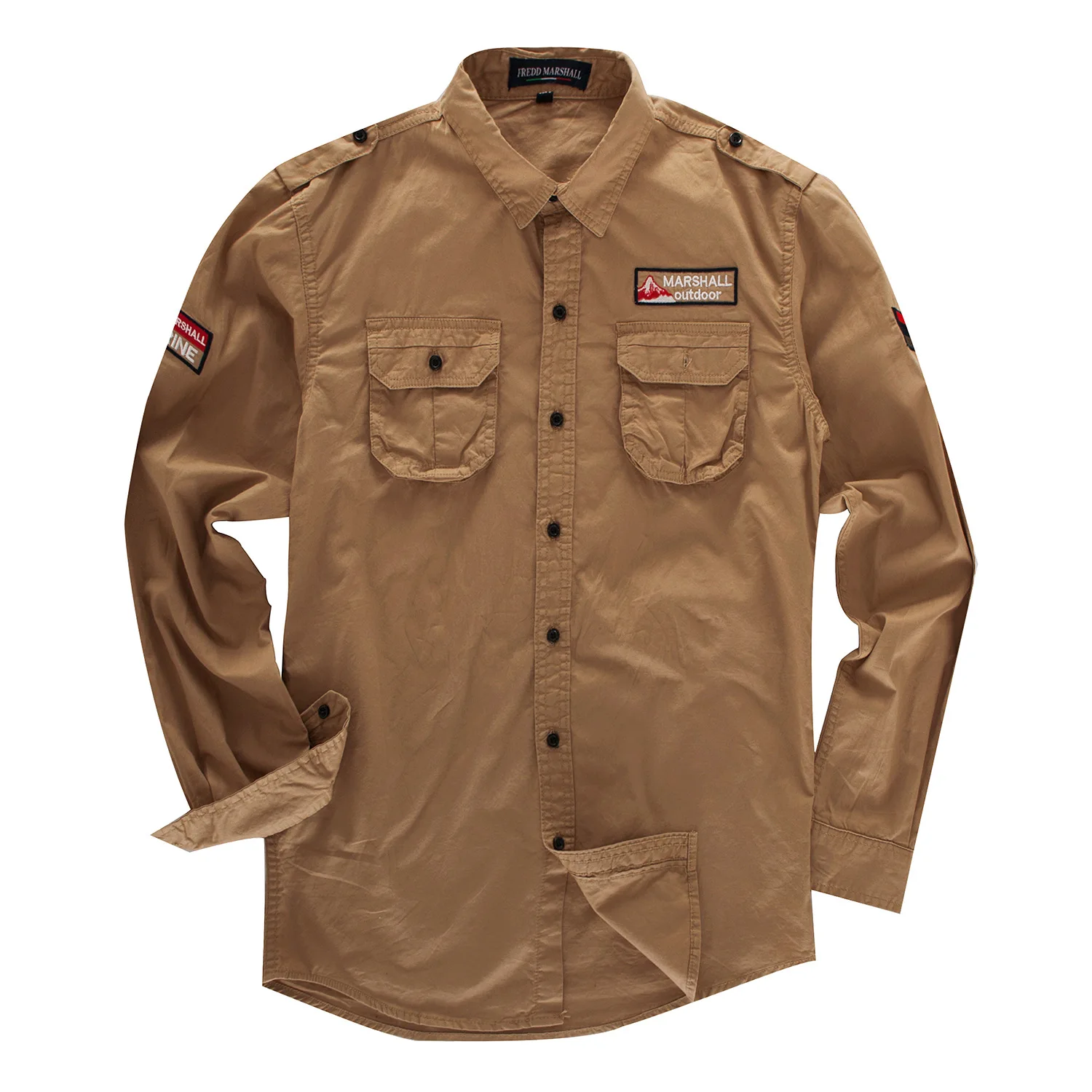 Large Size Men's Long Sleeve Lapel Shirt Cotton Casual Pocket Shirtin