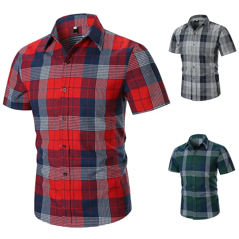 Рубашка с короткими рукавами Camisa masculina Повседневная блуза Мужская одежда