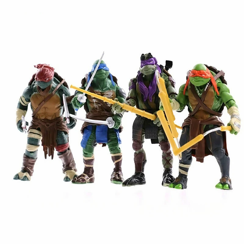 

4pcs/lot Turtles Europe and America style anime figure Michelangelo Donatello Leonardo Raphael Hands and feet can move Toys