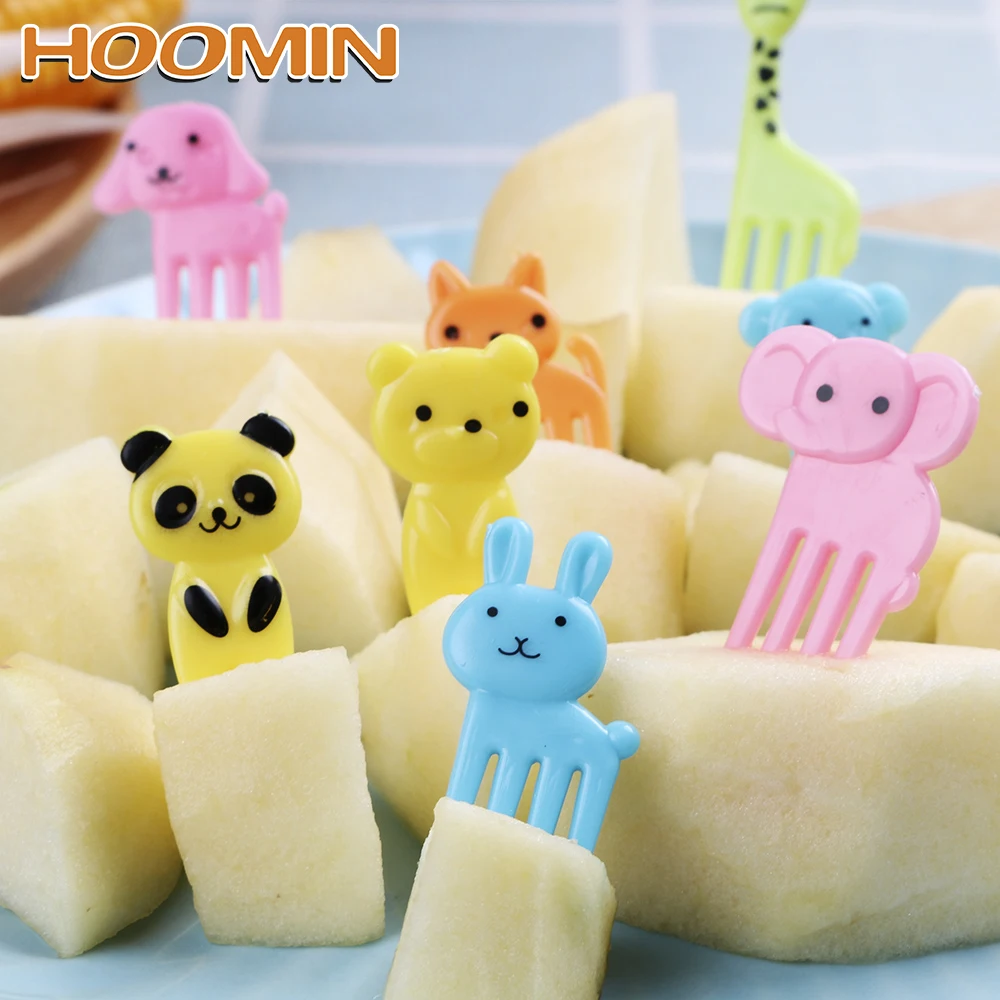 HOOMIN 10 шт./упак. для детей милые обеды Bento зубочистка животные ферма вилка фруктов