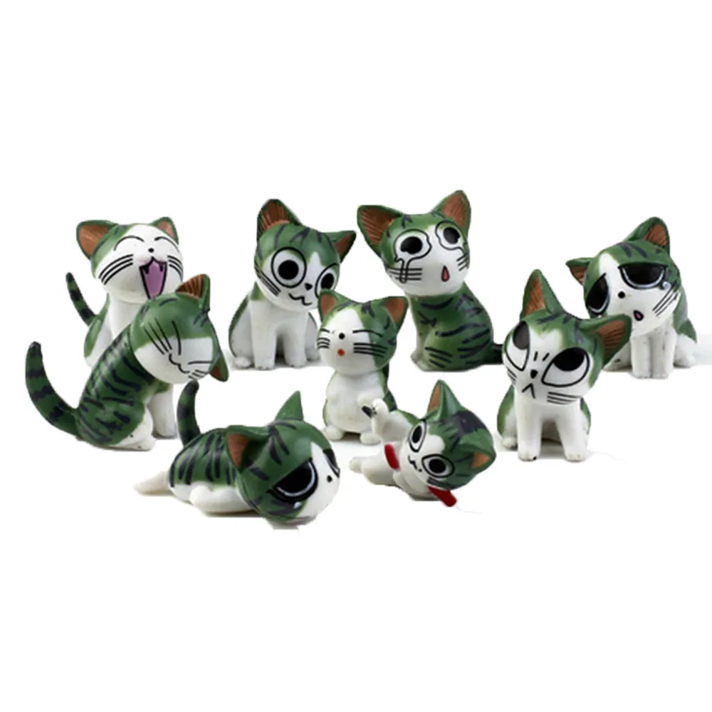 

3 PCS/Set Resin Cheese Cat Ornaments Cartoon Animal Statue Bonsai Miniature Figurine Fairy Garden For Dollhouse Decoration