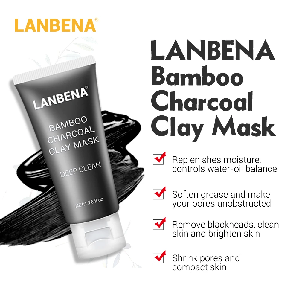 Lanbena Bamboo Charcoal Clay Face Mask Remove Blackheads Grease Clean Pores Deep Cleaning Oil Controlling Firming Nourishing Lanbena Bamboo Charcoal Clay Face Mask Remove Blackheads Grease Clean Pores Deep Cleaning Oil Controlling Firming Nourishing