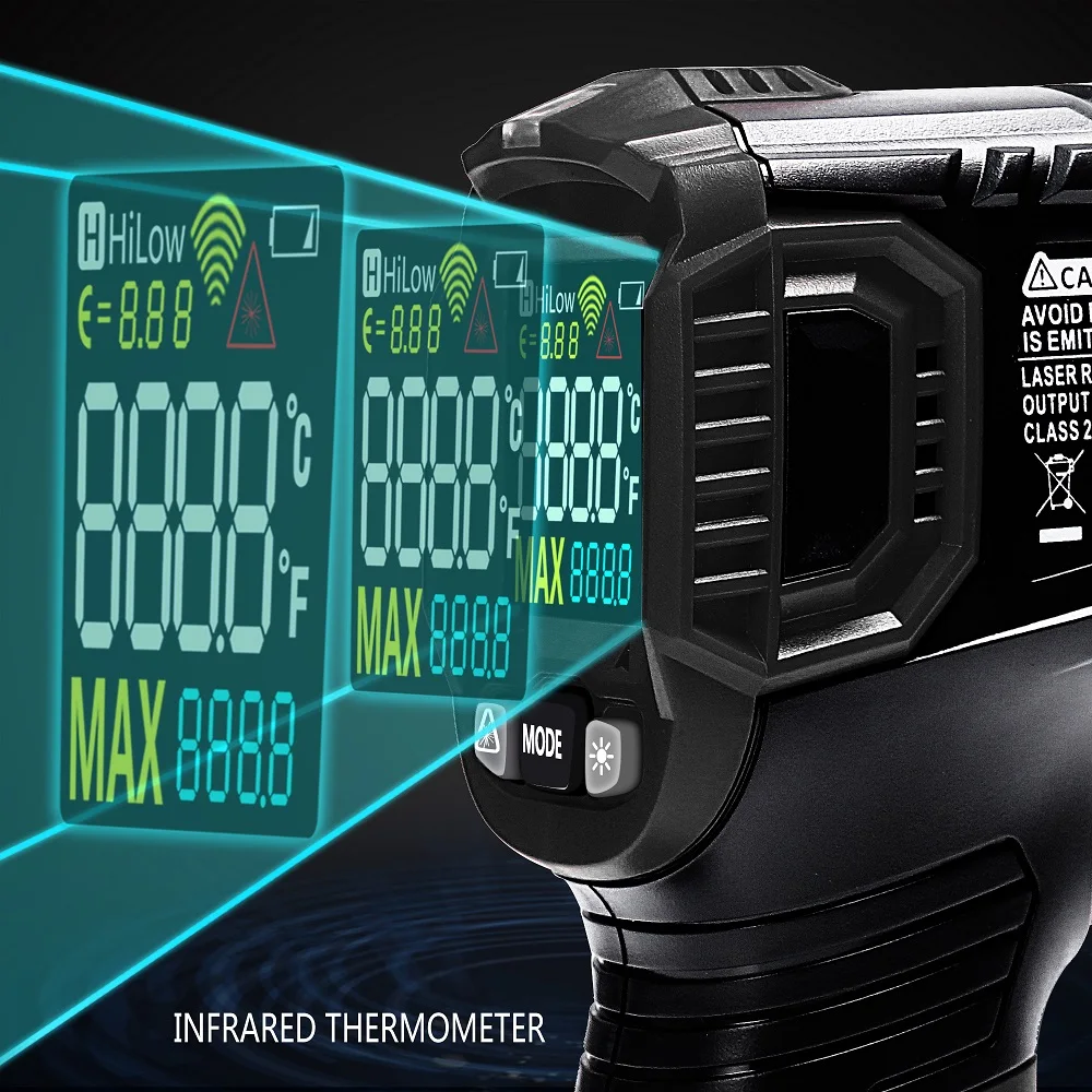 KKMOON цифровой инфракрасный термометр для измерения влажности Красочный ЖК-экран ИК температура Бесконтактный сигнал устройства промышленные