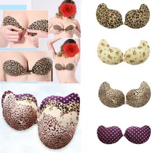 Сексуальный Леопардовый бюстгальтер женский силиконовый гелевый цветочный бюстгальтер вставки груди Пуш-Ап Треугольник усилитель обивка