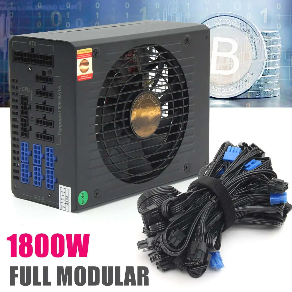 

1800W Full Module Bitcoin Mining Miner For 6GPU Power Supply Server Mining Machine ATX Power Unit with EMC 24PIN High Efficiency