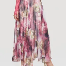 Плюс Размер Женская юбка богемная пляжная одежда для женщин вуаль юбка с принтом молочный шелк Femme макси юбка Повседневный свободный из шифона юбка