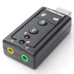 Портативный черный USB2.0 внешний 7,1 канал 3D виртуальной Аудио Звуковая карта адаптер для Mac Win Compter Android Linux