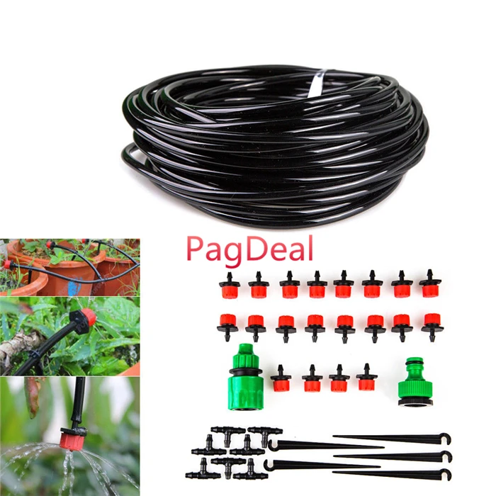 

20M 47 Hose Micro Garden Irrigation System Set Drip Pipe Quick Connectors All In One Plant Greenhouse Auto Watering Kit