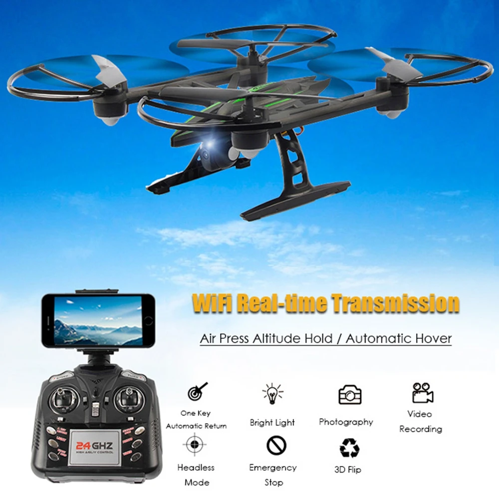 JXD 510 W WI FI FPV 0.3MP Камера 2 4 ГГц 4CH 6 Axis Gyro RC Quadcopter воздуха Пресс удержания