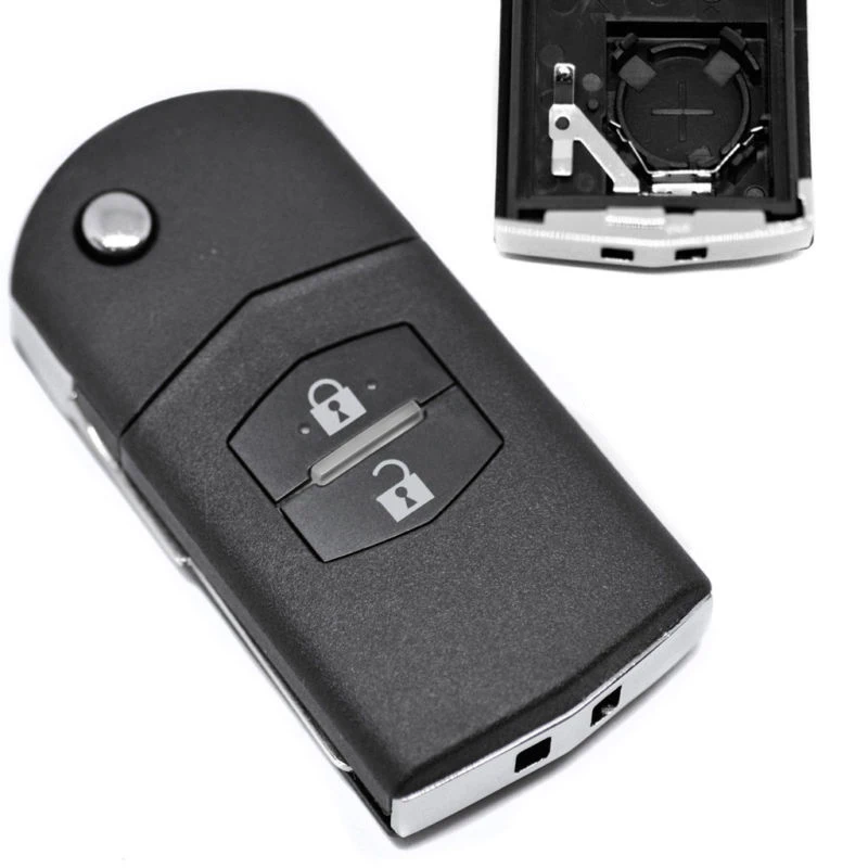 

New Folding Car Remote Key Fob Case Shell 2-Buttons Fob Cover Smart For Mazda