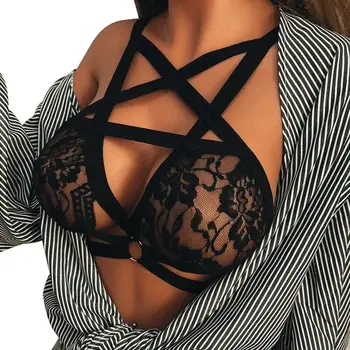 

Lady Lace Sexy Floral Sheer Bralette Triangle padded Bra Women Strappy Lingerie Femme New 2019