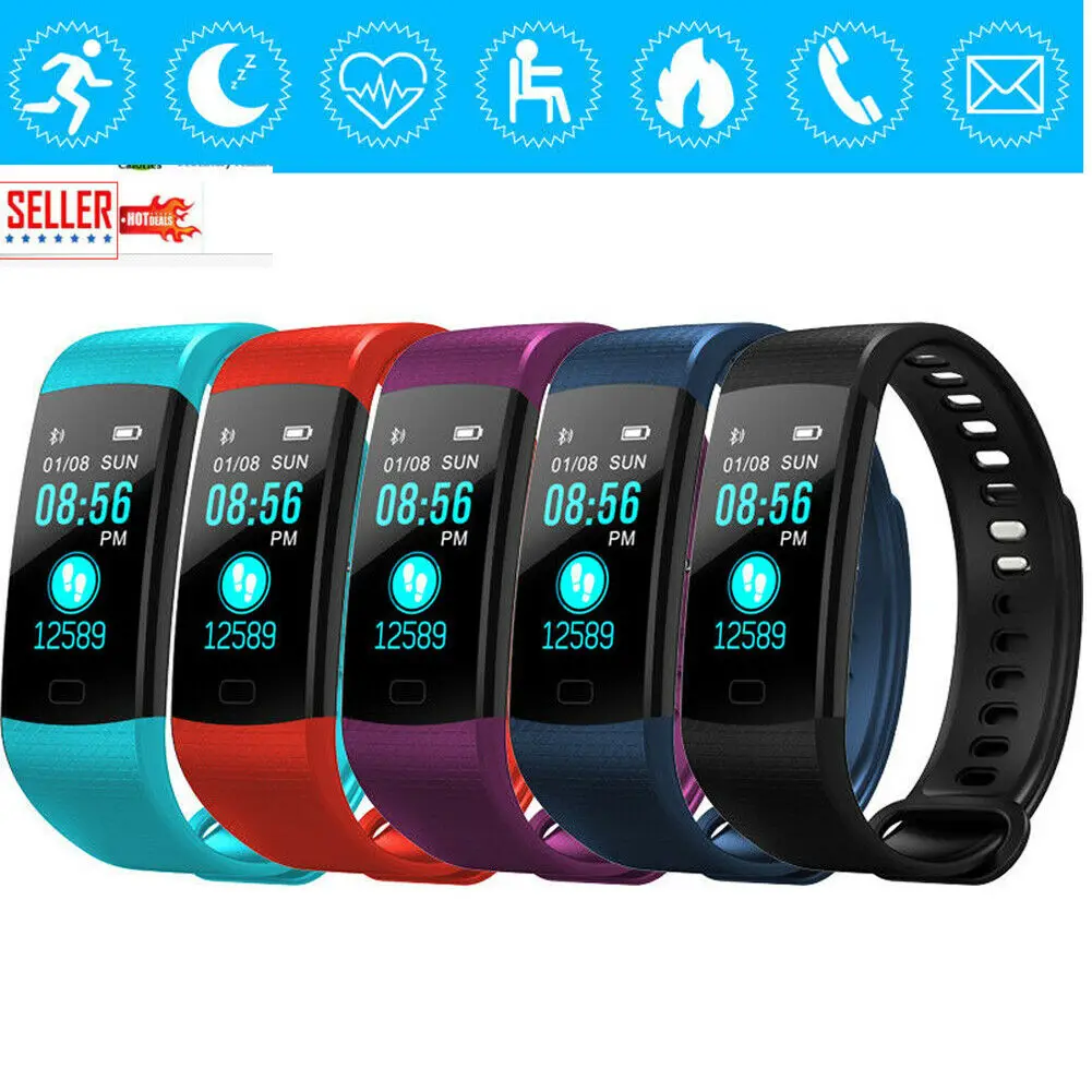 

New Y5 Smart Watch Blood Pressure Heart Rate Monitor Sports Tracker Bracelet