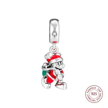 925 пробы серебряные подвески в виде Санта-Мауса и подарочной сумочки, металлические бусины, брендовый браслет, Подвески для изготовления ювелирных изделий