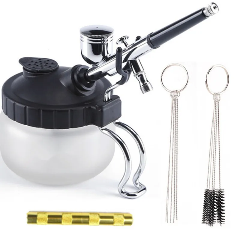 

Airbrush Cleaning Pot Stabilizer Bottles Holder Paint Station Glass Jar Bottles Filter Frosted Glass Clean Tools Set