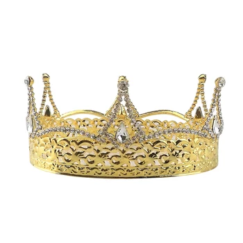 

Bridal Crown Headdress Crystal Bridal Crown Headband Wedding Headwear Crown Wedding Accessories (Golden)