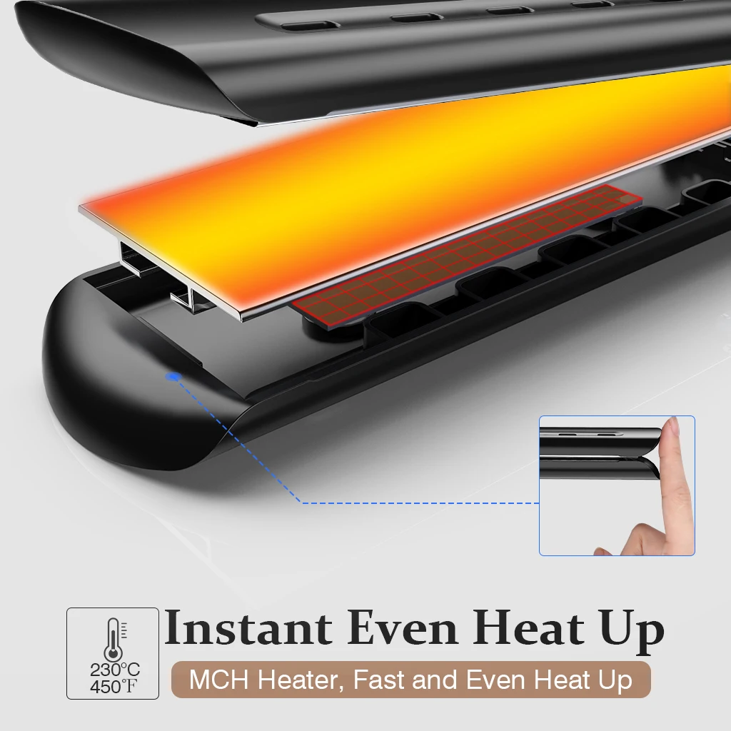 Ovonni, профессиональный нано титановый выпрямитель для волос с высоким нагревом, 450 градусов, регулируемая температура, двойное напряжение