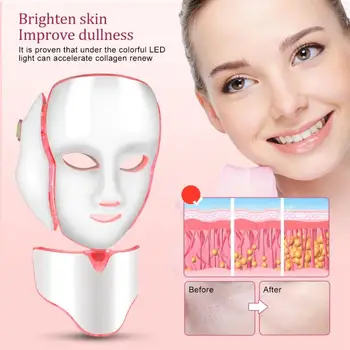 

Photon LED Mask Therapy 7 Colors Light Skin Care Anti Aging Wrinkle Removal Face SpaWith UK Plug b