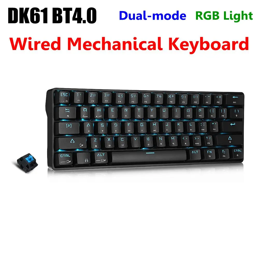 Zeepin DK61 Bluetooth 4 0 Проводная Двухрежимная игровая механическая клавиатура 61 клавиша