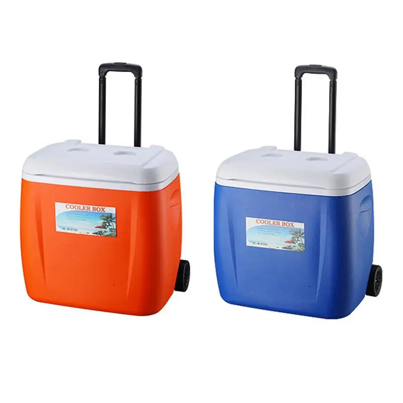 

Outdoor Home Cooler with Wheels Drawbar PU Food Incubator Refrigerated Fresh-keeping Cold Storage Container Large Ice Bucket