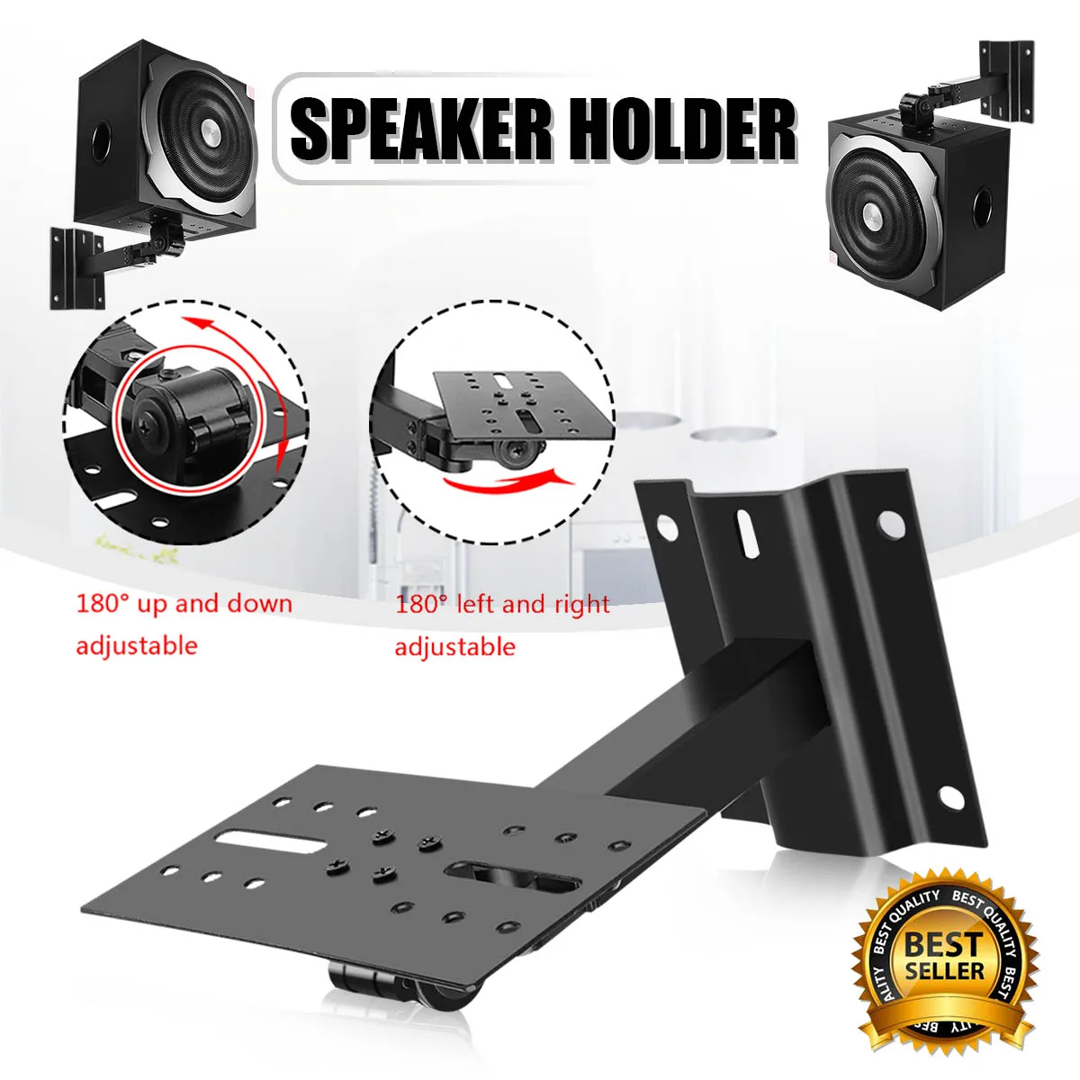 

LEORY 1 PC Durable Steel Speaker Bracket Mount Rotation Speaker Holder Haning Or Laying Holding Way