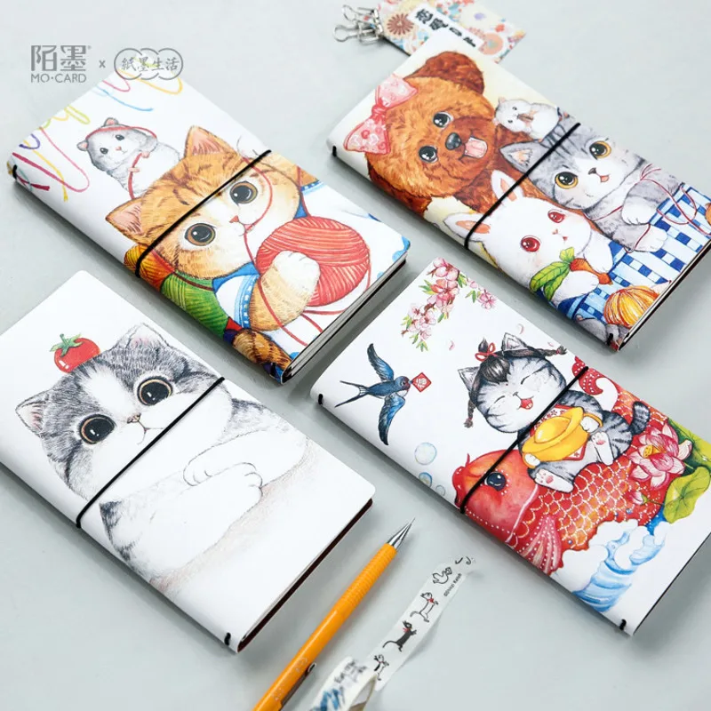 

Kawaii Fortune Cat PU Leather Cover Notebook travel Diary Book Exercise Composition Binding Note Notepad Gift Stationery
