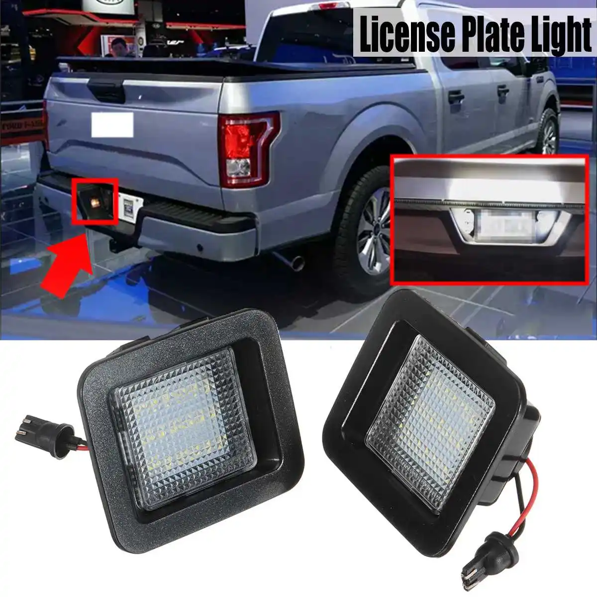 Pair LED Truck License Plate Light Bumper Lamp Rear Stop Taillight for