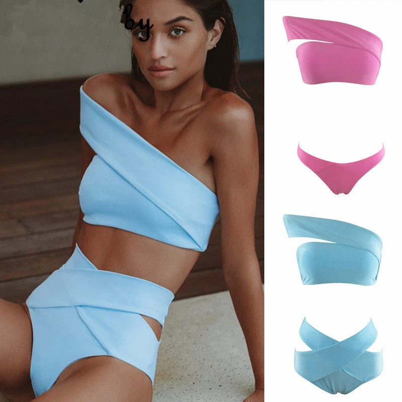 

Strapy New Arrivals Womens Bandeau Bikini Set High Waist Bottom Swimsuit Swimwear Beach Bathing Suit Sexy Thong Hot Swimsuits