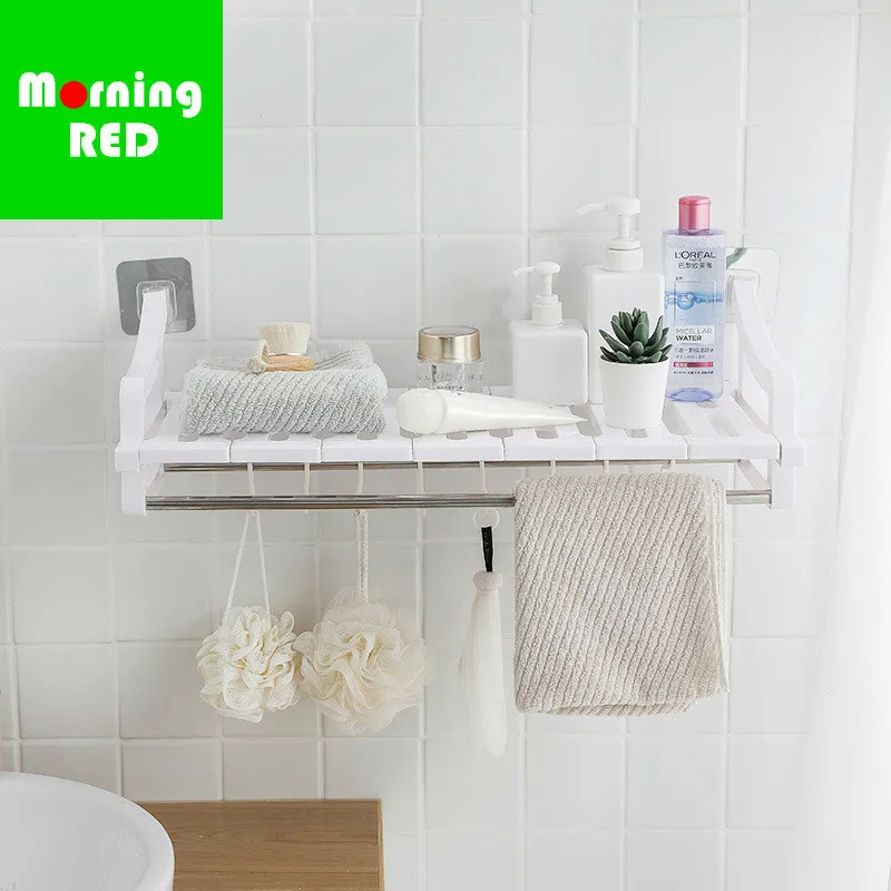 

New Listing Bathroom Shelf Kitchen Storage Rack Multi-purpose Suction Wall Key Towels Scarf Bag Bath Ball Clothing Features Hook
