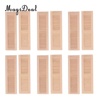 

Set of 12pcs 1/12 Dollhouse Miniature Wood Shutters DIY Louver Windows Furniture Room Accessory