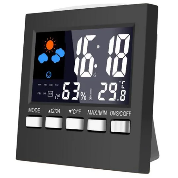 

Color Screen Weather Station Thermometer Electronic Alarm Clock Humidity Monitor Calendar Time Function