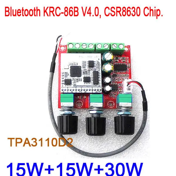 

TPA3110 D2 30W+15W+15W 2.1 CH Bluetooth 4.0 receiver Subwoofer Audio Amplifier Board Stereo Amp for 12V 19v CAR power