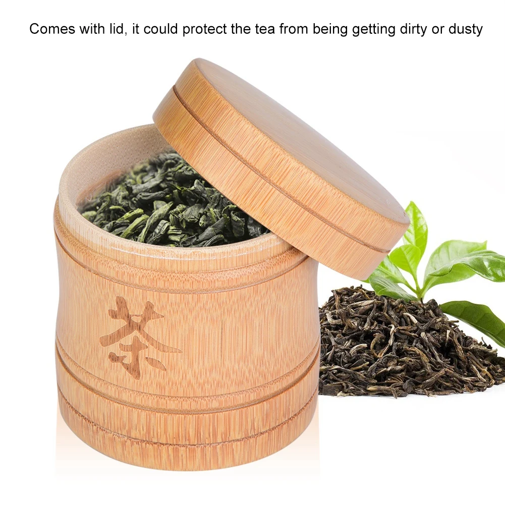 

Mini Porable Tea Box Bamboo Material Travel Outdoor Vase Sealed Cans Gifts Bamboo Tea Jar Storage Container Box